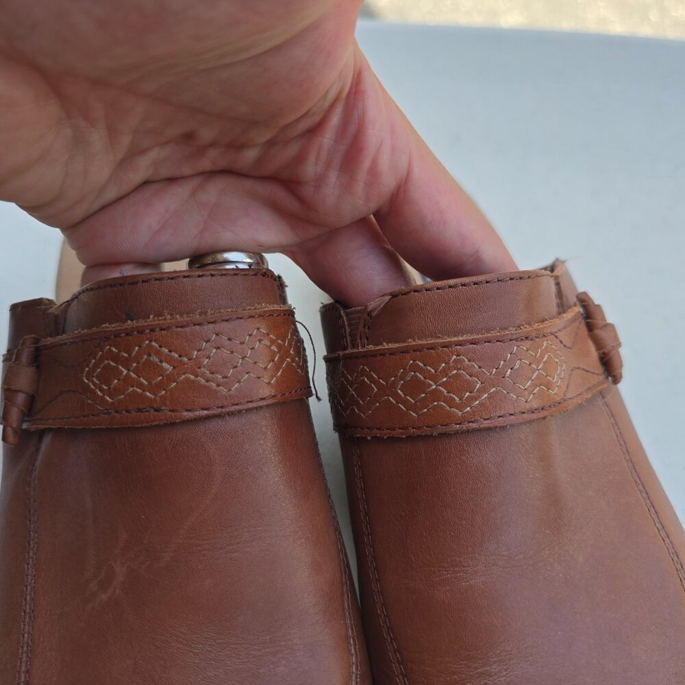 Clarks Collection 8.5 Patty Nell Chestnut Brown Leather Slip On Mules GUC Rubber - Picture 6 of 16